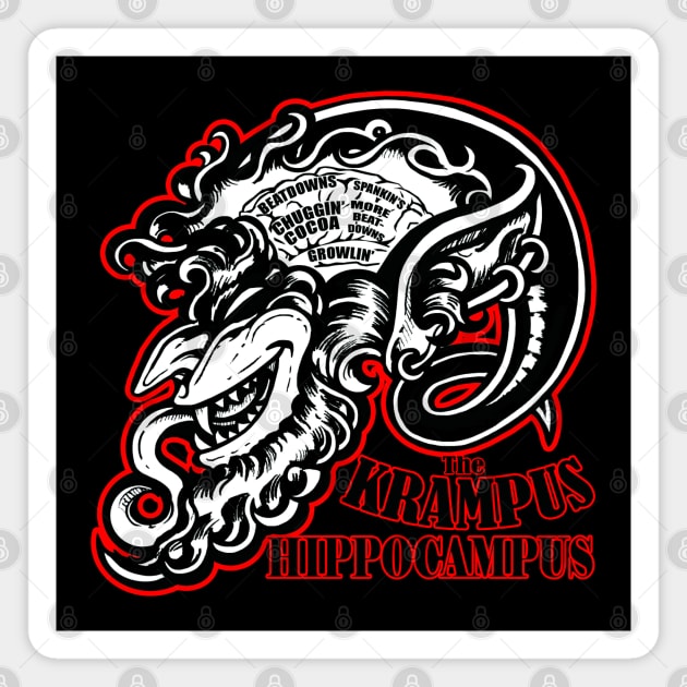 The Krampus Brain - Krampus Hippocampus - Red Outlined Version Magnet by Nat Ewert Art